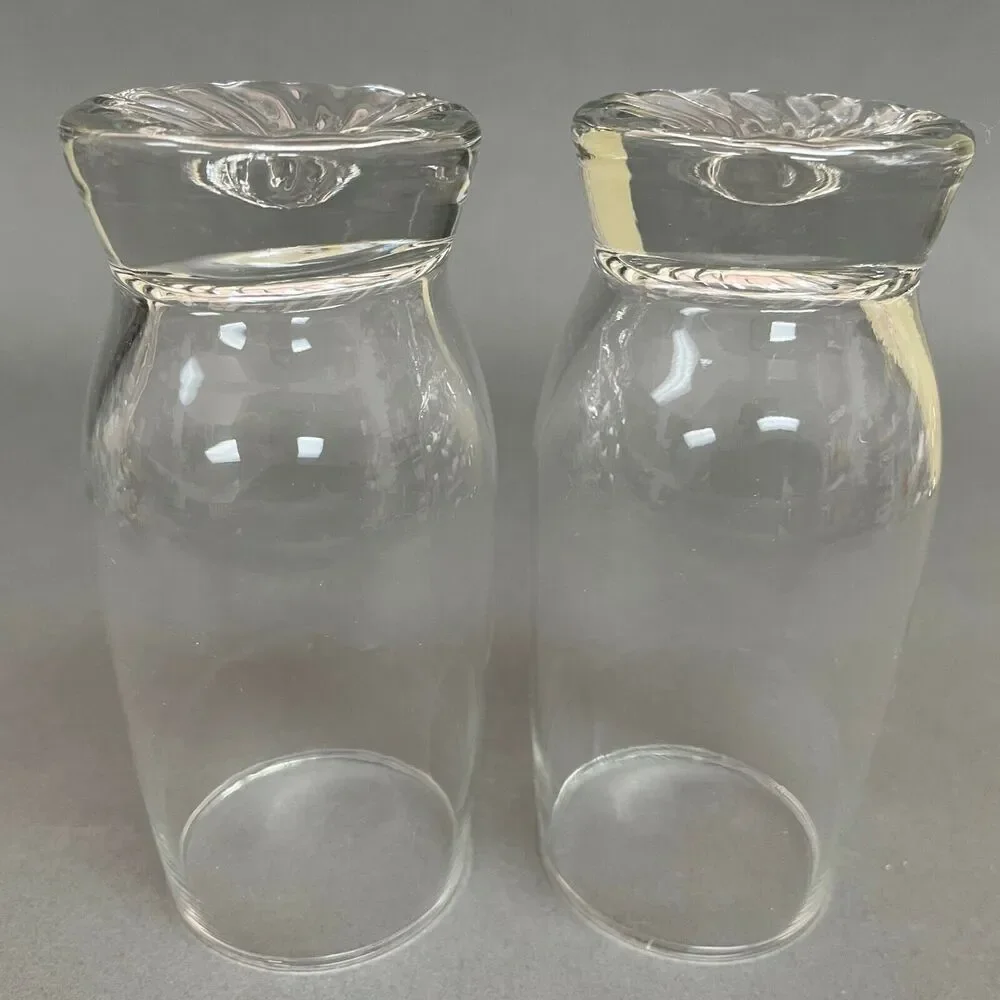 Vintage Highball Clear Glass Glasses Swirl‎ on Heavy Bottom 6 3/8